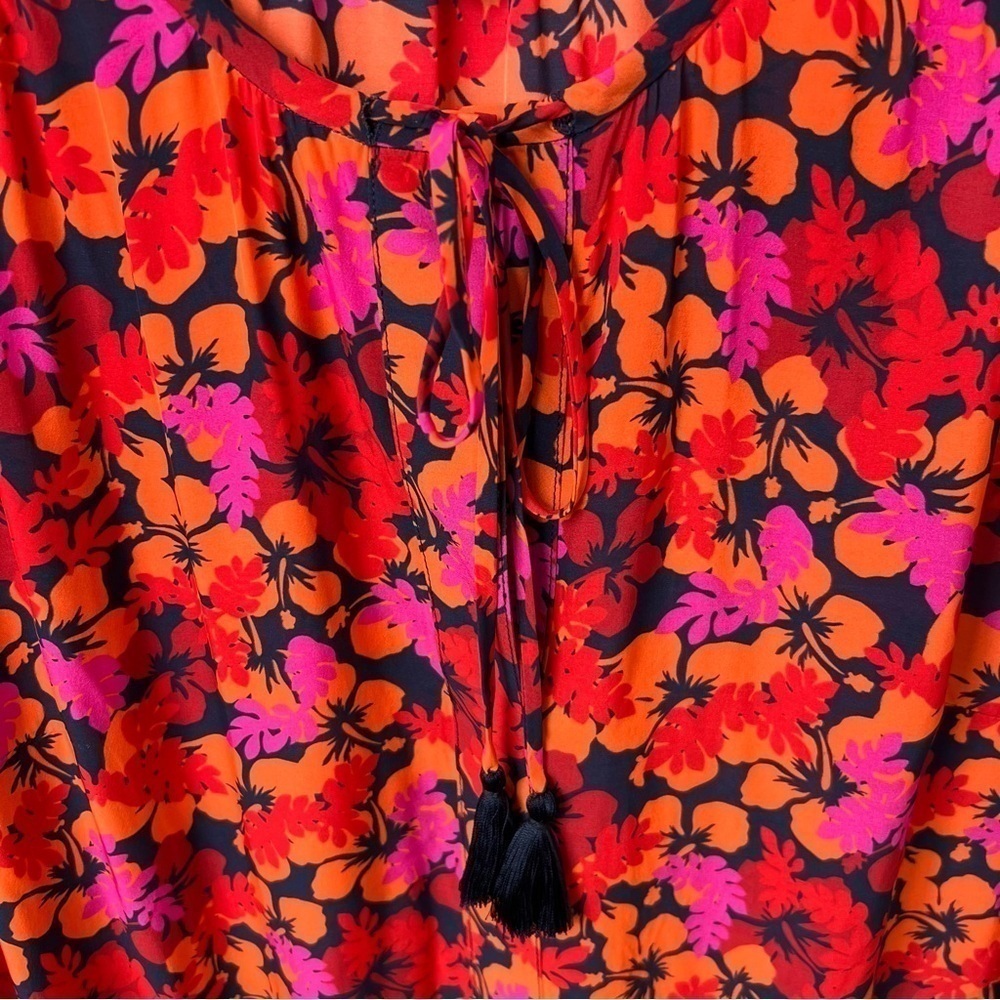 Derek Lam 10 Crosby Aria Floral Tassels Tie Blouse Lightweight Boho Multi Sz 2 - Picture 5 of 12